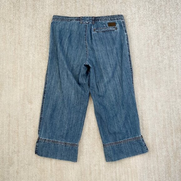 Vintage DKNY Jeans Blue Chambray Wide Leg Crop Pants Jeans 12 - Picture 4 of 12